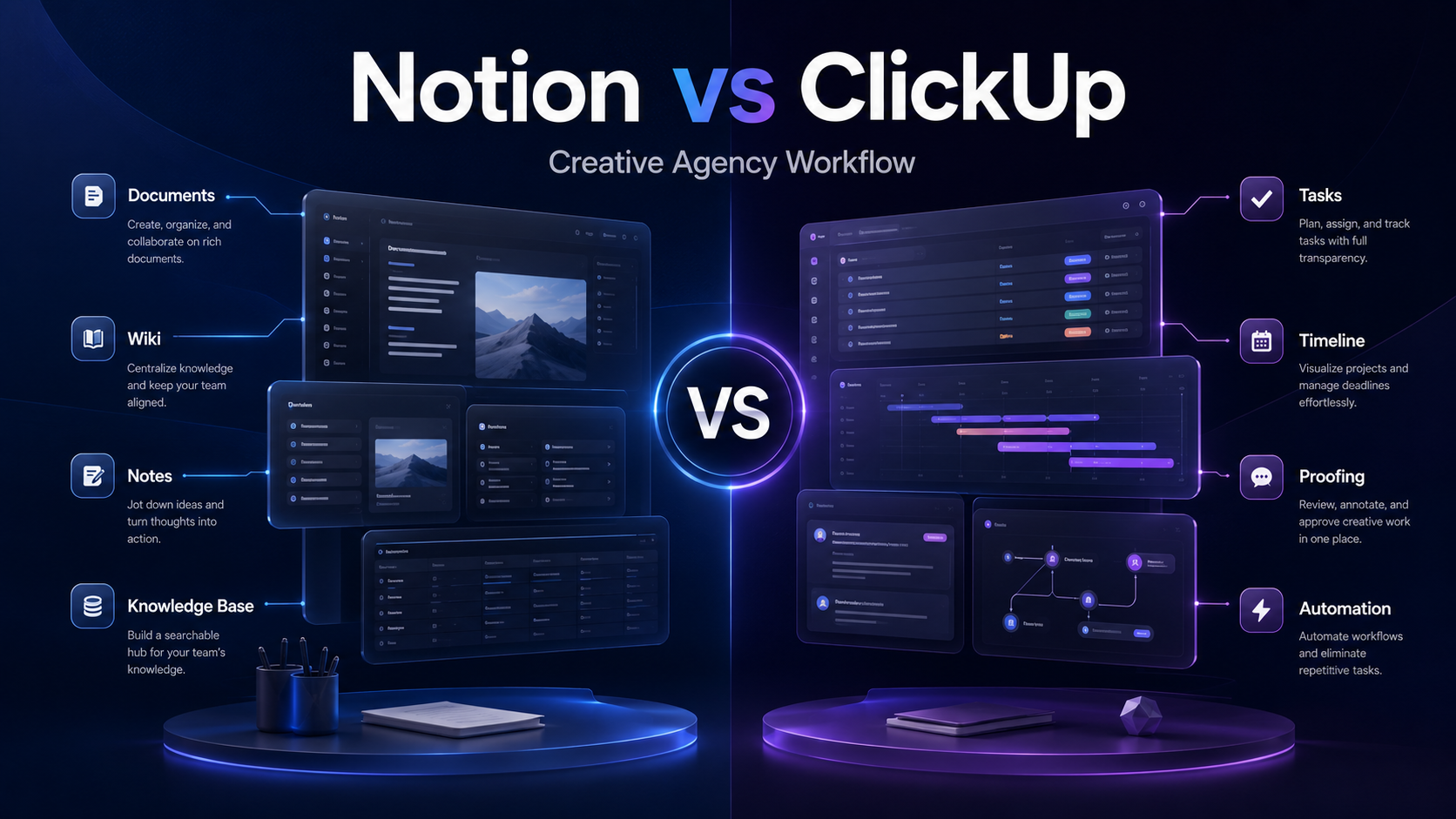 Notion vs ClickUp for Small Creative Agencies: A Real Workflow Comparison